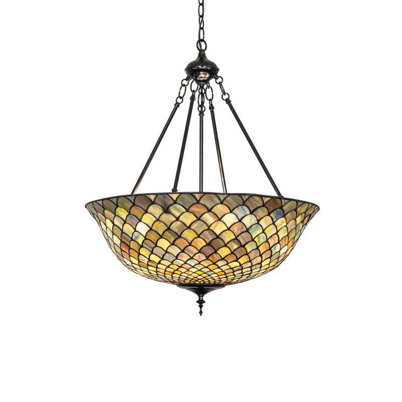 24" Wide Tiffany Fishscale Inverted Pendant