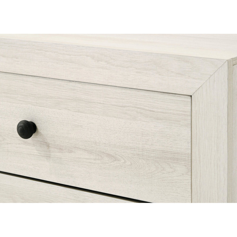Rustic Four-Drawers Storage Tall Chest For Bedroom, White Washed