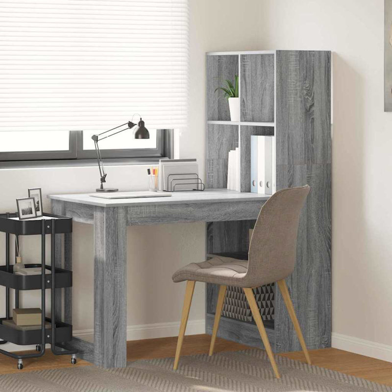 Desk With Shelf 122 X 67 X 145 Cm Engineered Wood, Grey Sonoma