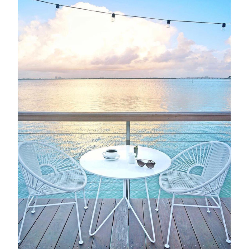 Concha Indoor/Outdoor Handmade Dining Chair, White, Seafoam