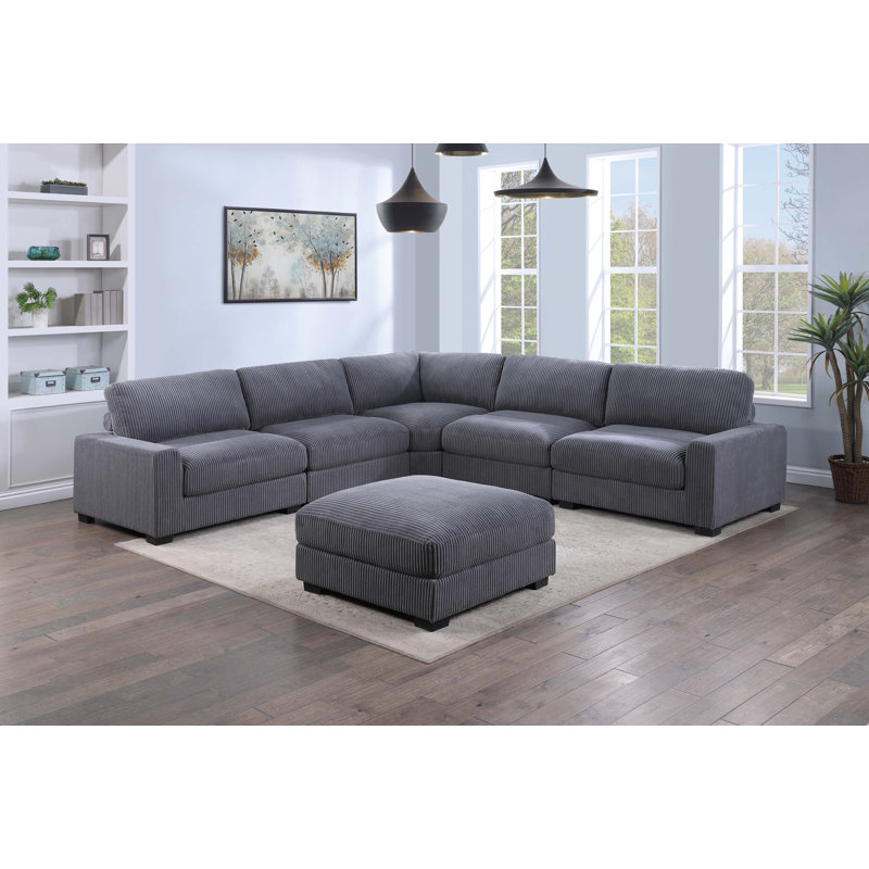Ensemble modulaire de 6 pièces, Velours côtelé gris