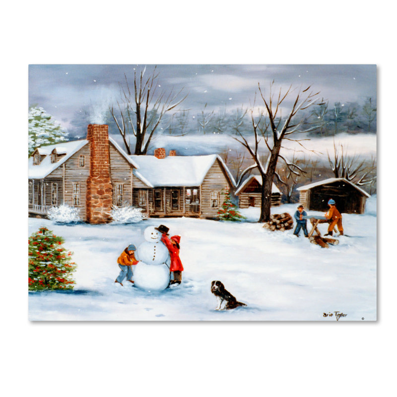 Art mural sur toile tendue - «The Snowman» par Arie Reinhardt Taylor pour décoration de salon, de chambre à coucher ou de bureau - 14 x 19