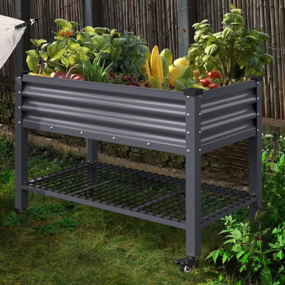 Elevated Galvanised Steel Planter With Wheels