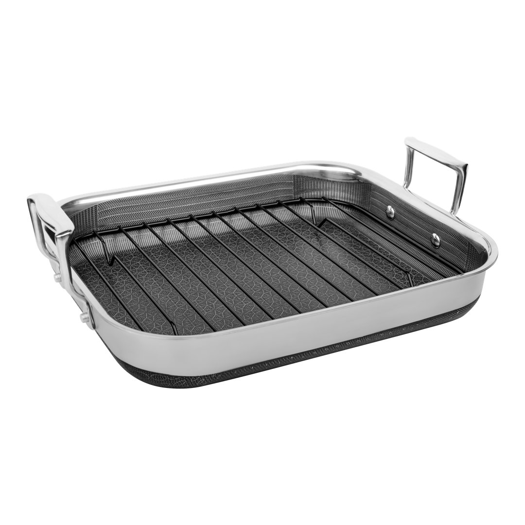 Livwell DiamondClad 14-inch Hybrid Nonstick Stainless Steel Roasting Pan with Rack - PFOA Free, Dishwasher Safe, Oven Safe Livwell