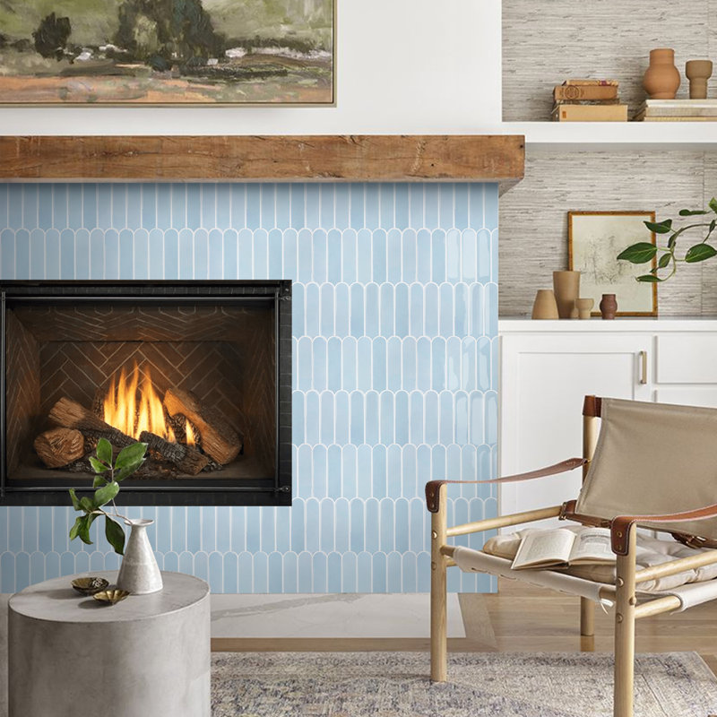 Carreaux de dosseret à écailles de poisson - motif plus épais 12 po x 12 po (ensemble de 10), Light Blue