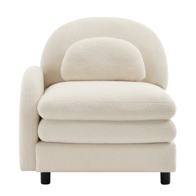 Canapé courbé en tissu VF Teddy Vitteria avec coussin blanc beige