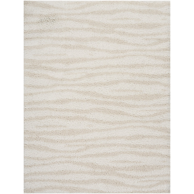 Power Loom Polyester Abstract Area Rug in Beige/Ivory, Rectangle 7'10" x 9'10"