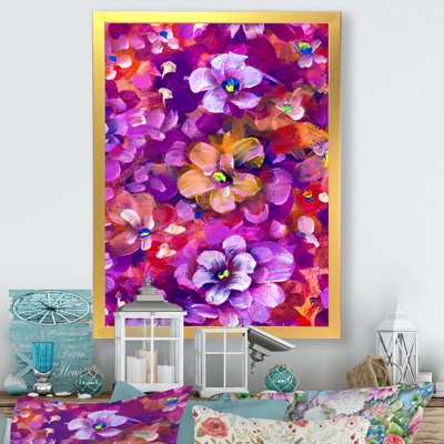 «Mauve Colofrul Flowers», œuvre d'art traditionnelle sur toile