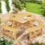 Ensemble repas pour 8 personnes avec 4 bancs intégrés et trou pour parasol Karabella-328028568