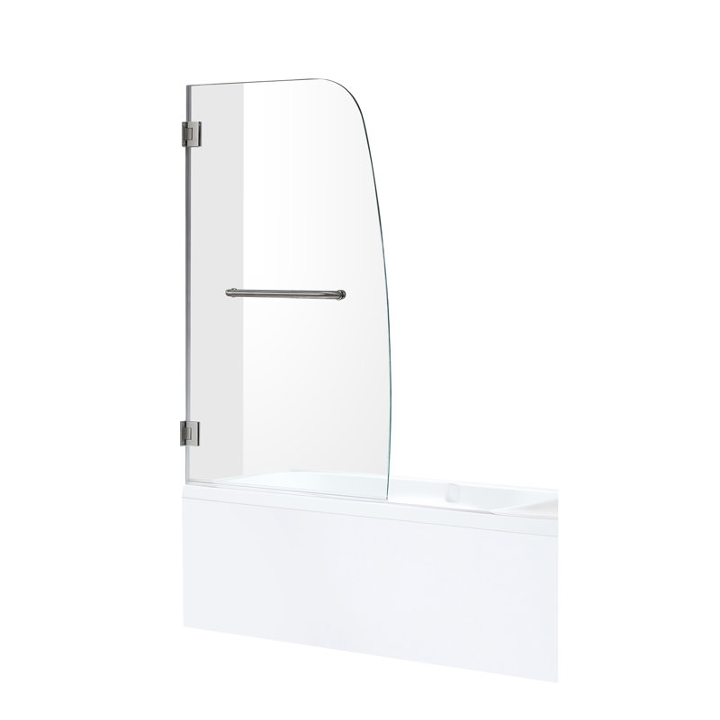 Grand Series 30 in. by 55 in. Frameless Hinged Tub Door in Brushed Nickel, Brushed Nickel
