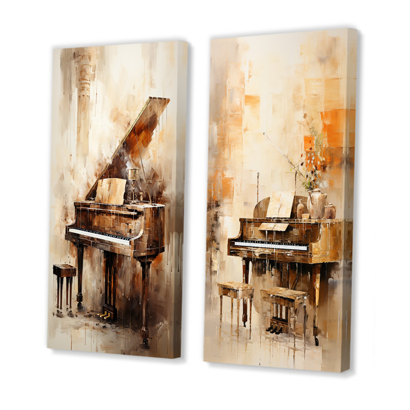 «Warm Melody Piano I», ensemble de 2 reproductions d'art sur toile, Toile tendue, H 40 po x l 41 po