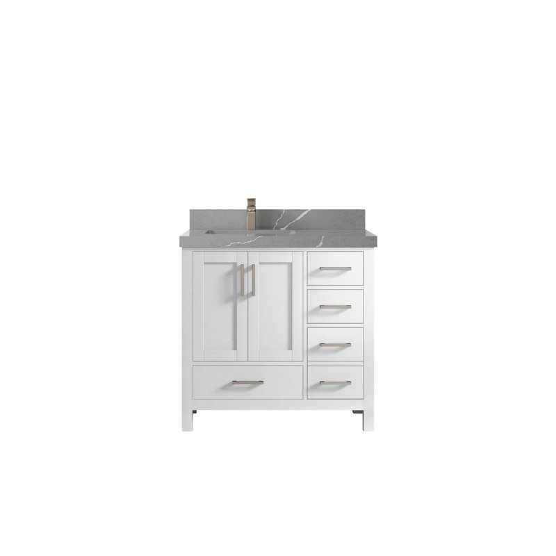 Ensemble de meuble-lavabo simple 36 po Malibu, Gris Piatra