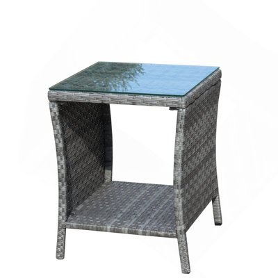 Outdoor Patio Clear Tempered Glass Coffee Table