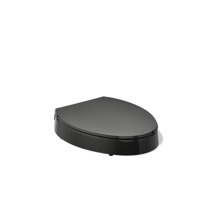Hyten Elevated Quiet-Close Elongated Toilet Seat, Black Black