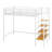 Twin Size Metal Loft Bed With Upper Grid Storage Shelf & Lateral Storage Ladder-1839216905