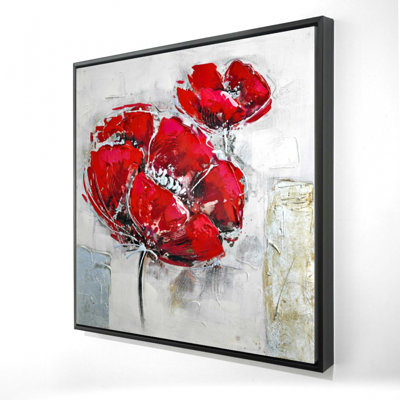 Fleurs abstraites texturées rouges - décor de toile rouge romantique