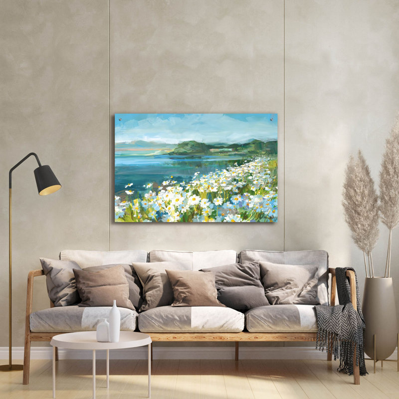 «Wild Daisy Bay» par Danhui Nai, art mural en verre acrylique, H 24 po x l 36 po
