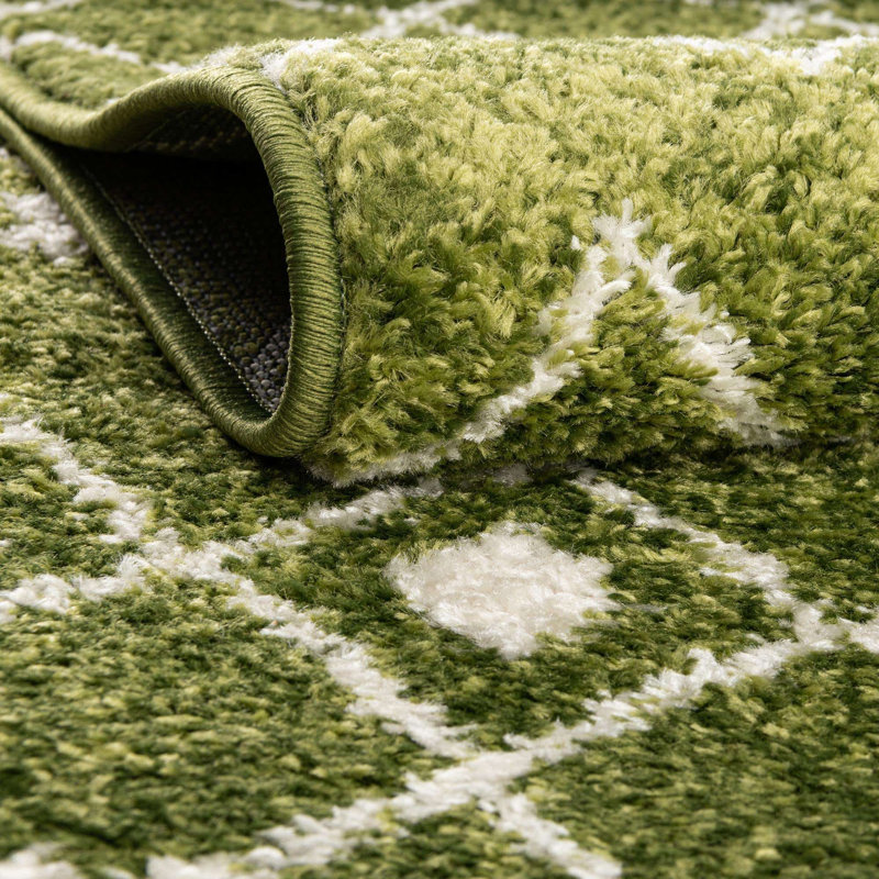 Somerville Geometric Indoor Rug, Rectangle 5'3" x 8', Green/Cream