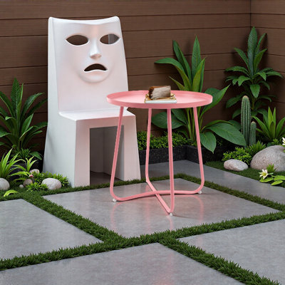Tables d'appoint d'extérieur, table d'appoint ronde et moderne pour le thé, petit canapé d'appoint en métal, table d'appoint de style simple pour le salon, la chambre à coucher et le jardin