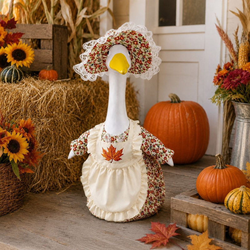 Décorations d'automne, tabliers à feuilles d'érable, robe fleurie pour costumes d'oies de 58 cm (23 pouces)