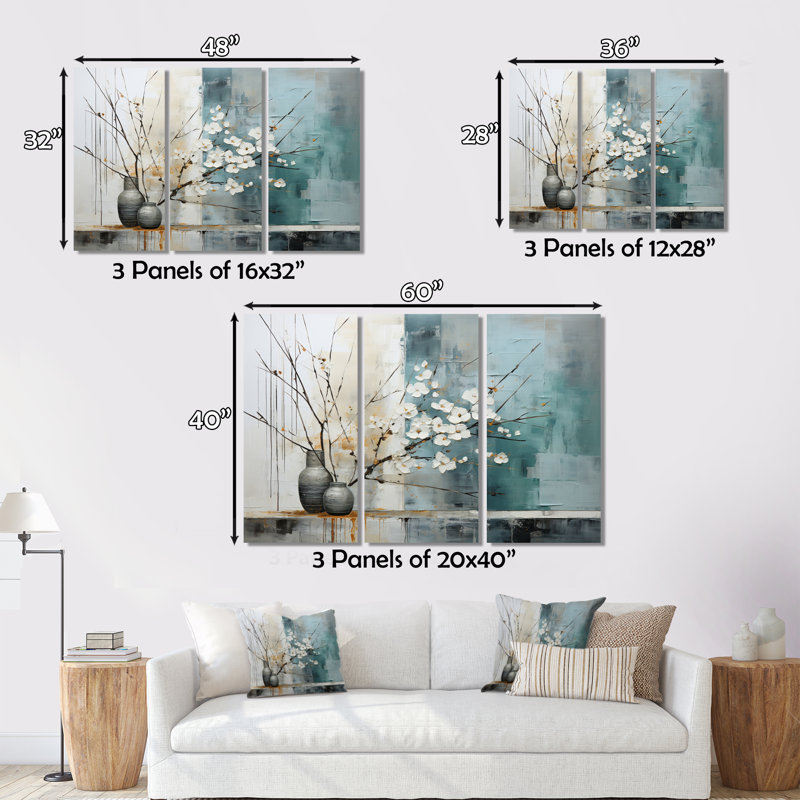 «Subtle Serenity II» sur toile, reproduction de 3 pièces, H 40 po x l 60 po x P 1 po