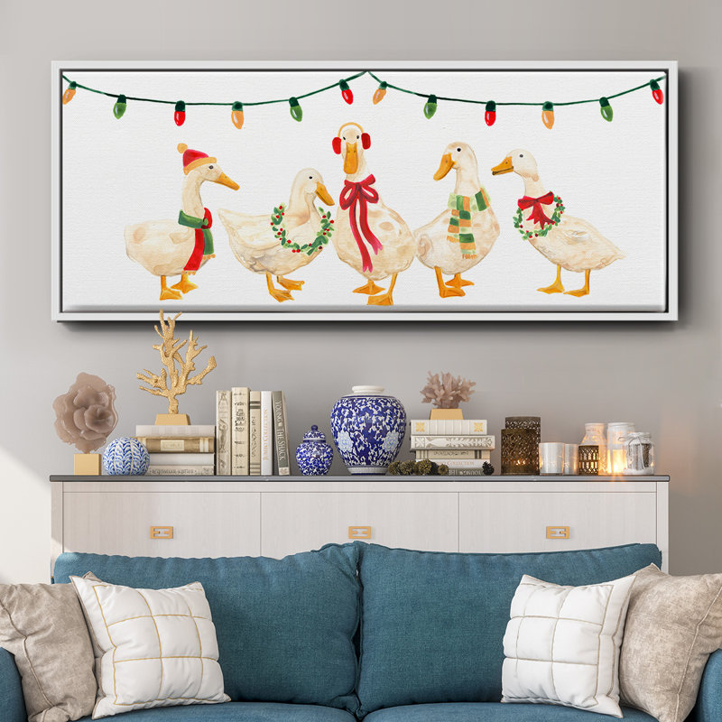 Merry Quackmas Collection D- Framed Canvas, 20" H x 50" W