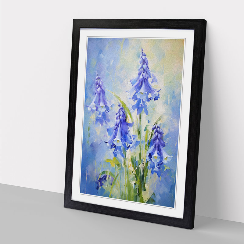 Bluebell Flower Impressionism - Framed Print, 64cm H x 46cm W x 2cm D, Black Framed