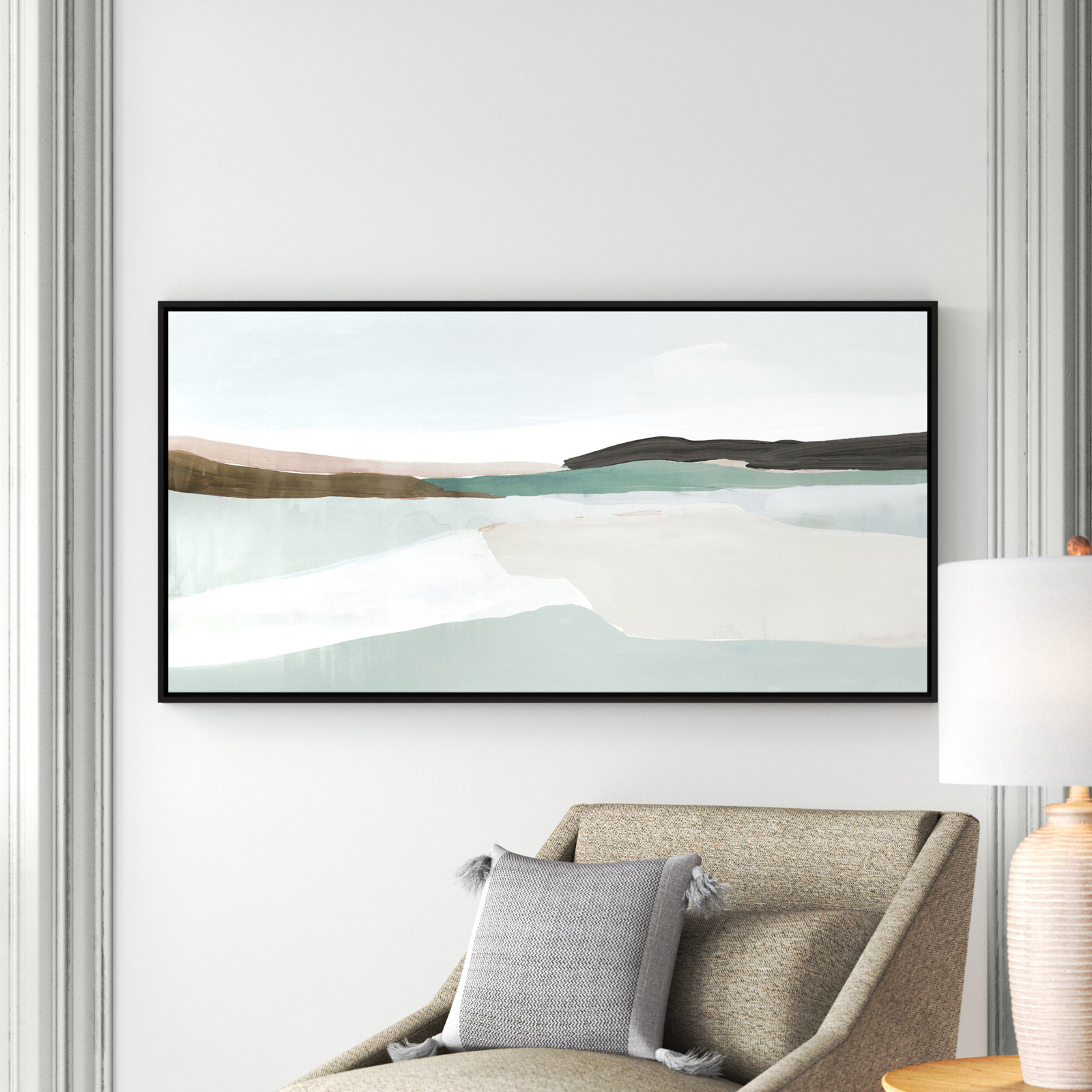 Ali "Sole of the Land I" Painting, 19.5" H x 37.5" W, Black