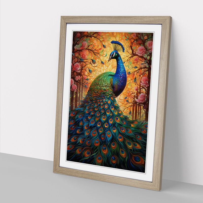 Peacock Orphism Framed Print, Oak Framed, 34cm H x 25cm W x 2cm D