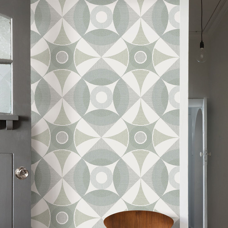 Rouleau de papier peint géométrique L 33 pi x l 20,5 po Cleveland, Vert