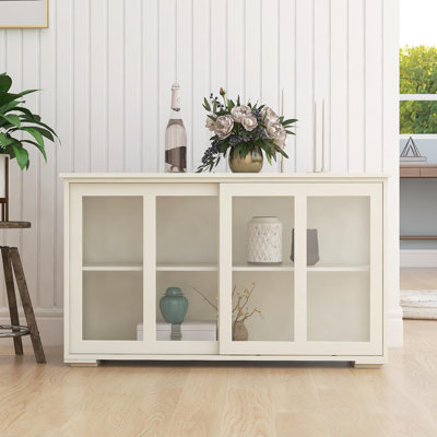 Kitchen Storage Stand Cupboard With Glass Door-White by Dakota Fields