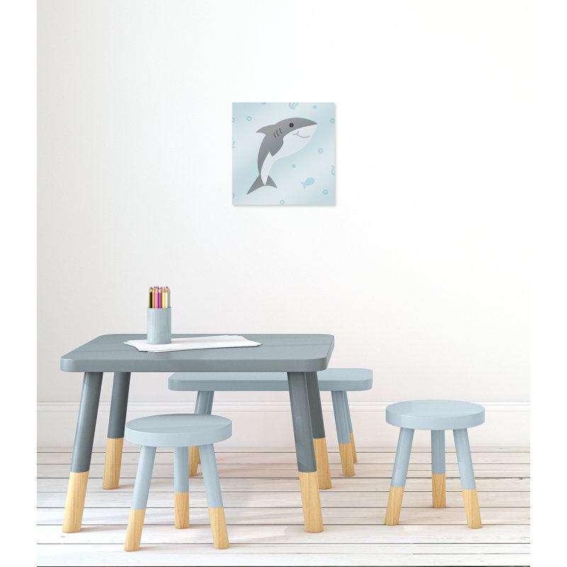 «Happy Shark», impression sur papier, H 16 po x l 16 po x P 1,5 po, Canevas