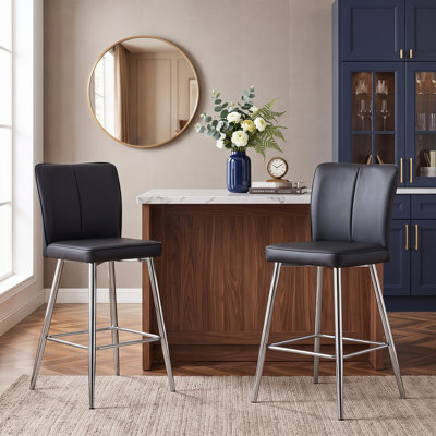 Modern 24 Inch PU Leather Counter Height Bar Stool with Metal Frame