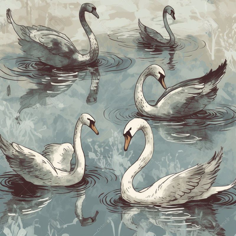 Swan Animals Blue Comforter, Queen Comforter