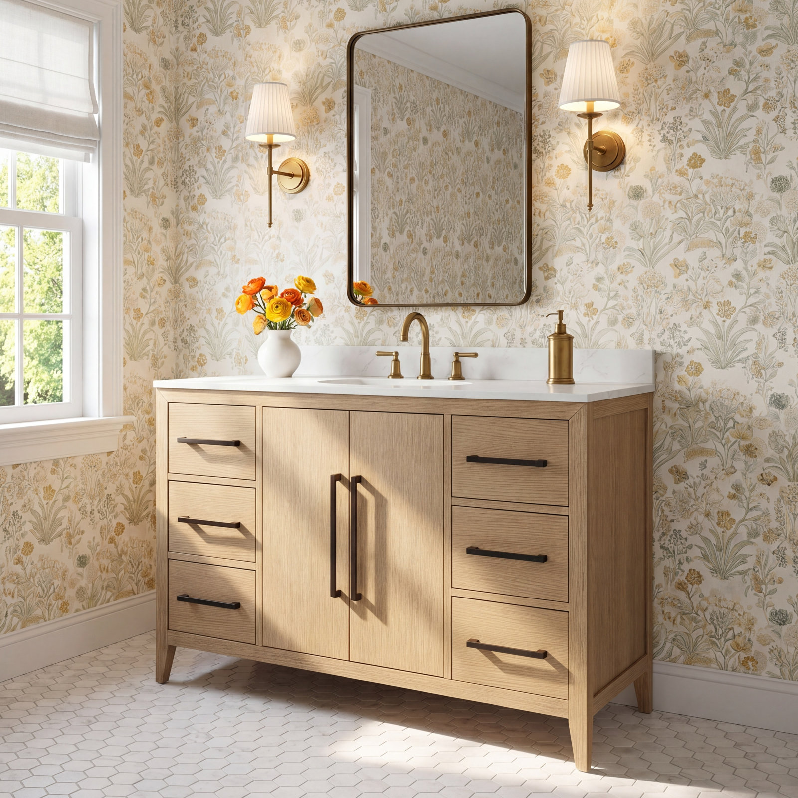 Alsup 48'' Single Bathroom Vanity, Wire Brushed Oak