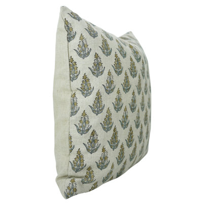 Fabdivine boho accent pillow cushion case, floral throw, spring fall, (Kanak Buti, Grey)