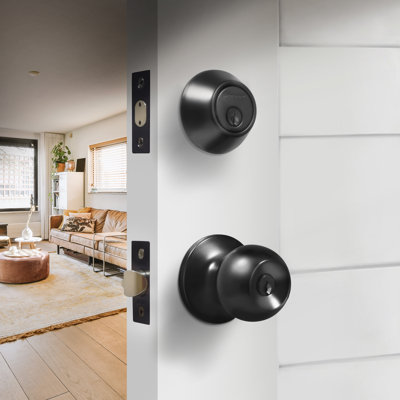 Knobs With Deadbolt Reversible Entry Set