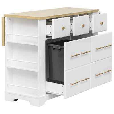 51.2" Wide Kitchen Island With Drop Leaf