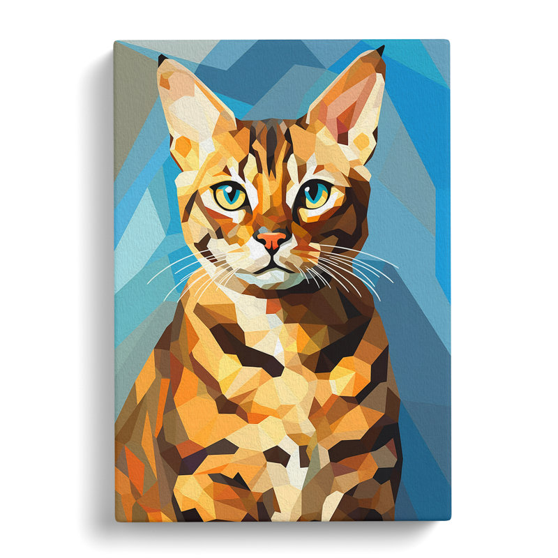 Bengal Cat Cubism - Wrapped Canvas, 50cm H x 35cm W x 3cm D