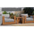 Tahoe Outdoor Patio Acacia Wood 2-Piece Sofa And Coffee Table Set In Natural Light Gray