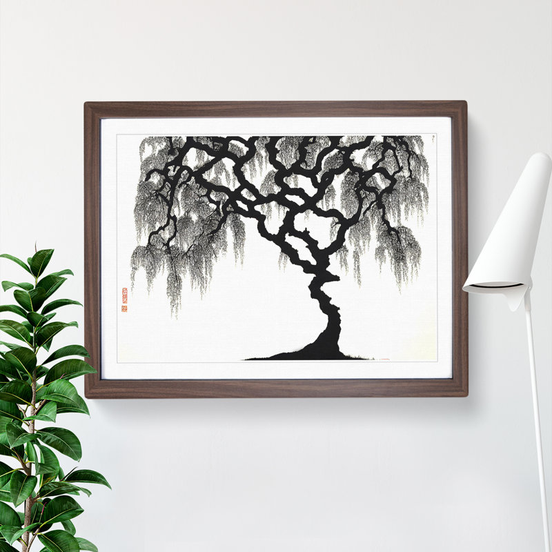 Resplendent Weeping Willow Tree - Single Picture Frame Painting, 25cm H x 34cm W x 2cm D, Walnut Framed