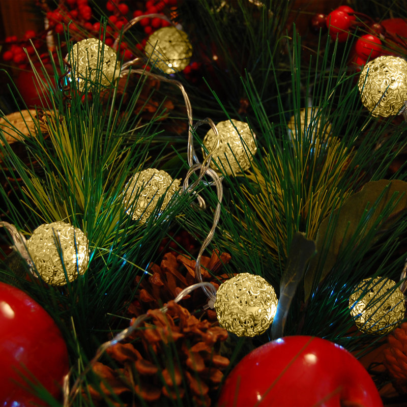 Janyssa Battery Operated String Lights with 20 Gold Balls
