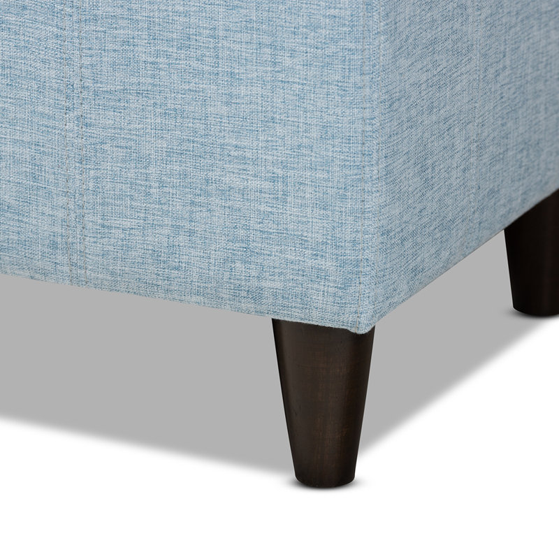 Light Blue Button-Tufted Upholstered Storage Ottoman Bench