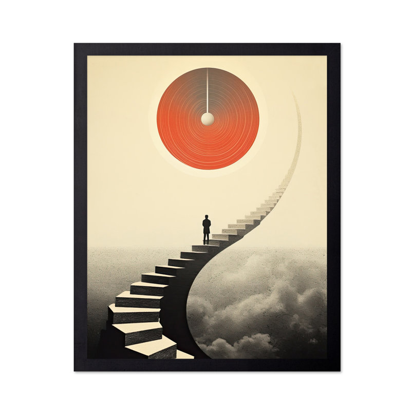Escalier Trippy, Black Framed, Poster, 12"H x 16"W