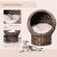 Lit pour chat surélevé avec coussin moelleux, coussin douillet, panier, fauteuil à œufs, H 23,5 po, lit gris avec fauteuil moelleux