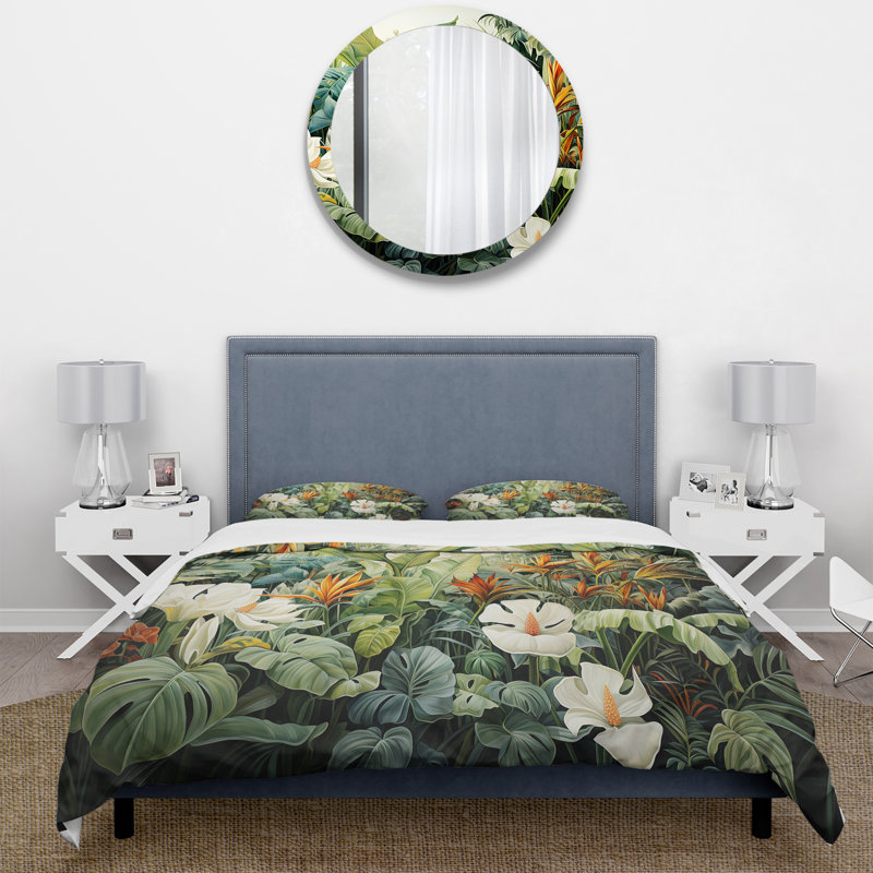 Ensemble de housse de couette White Contemporary Botany Jungle Wonders - Plants