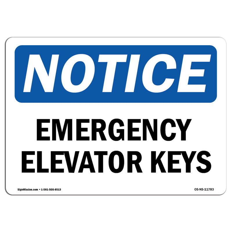 Emergency Elevator Keys Sign