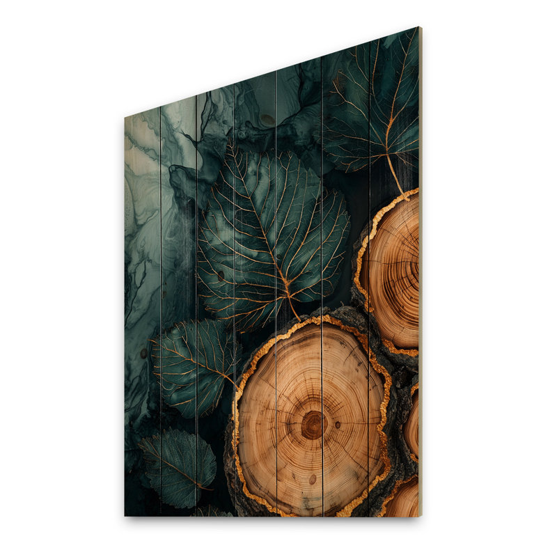 Agate, rivière des feuilles, diapositive en bois II - feuilles, art mural sur bois de pin naturel