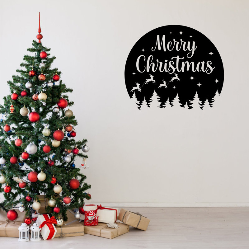 Art mural en métal «Merry Christmas», H 16 po x l 16 po x P 0,1 po