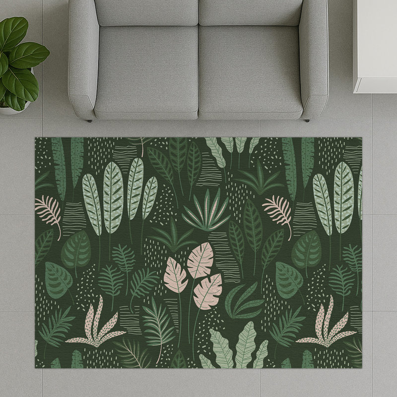 Floral Area Rug, Rectangle 90 x 150 cm